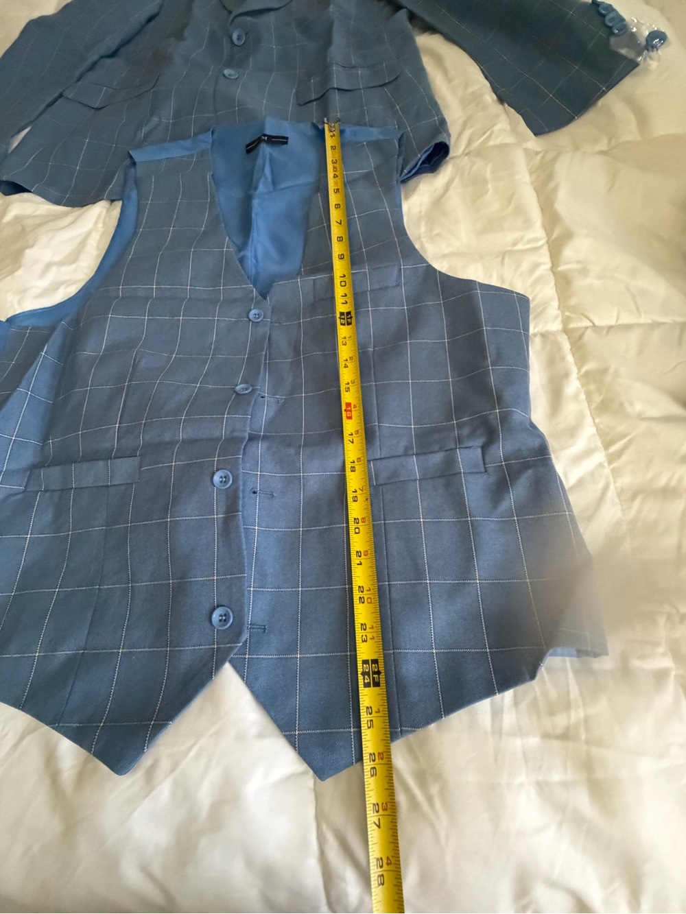 Slim Fit Blue Windowpane 3-Piece Suit - Picture 6 of 15